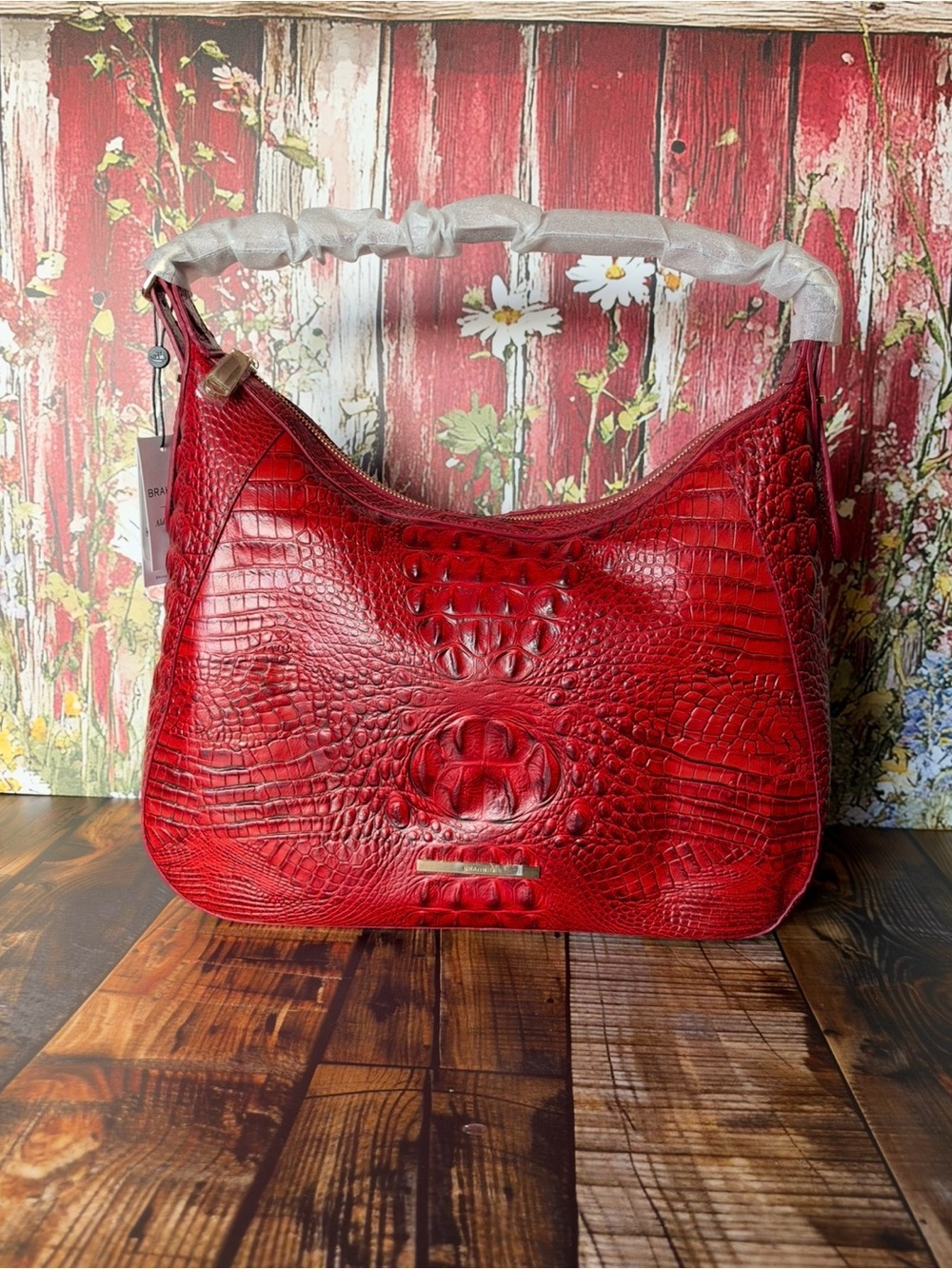 Brahmin Edie scarlet Red Shoulder Bag NWT $345 STUNNING RICH RED SOFT LEATHER